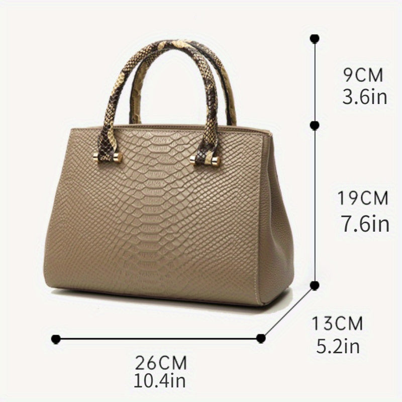 Luxurious Crocodile Pattern Genuine Leather Satchel Handbag - Removable Strap, Zipper Closure, Polyester Lining, Elegant Crossbody Bag for Women - Perfect for Occasions