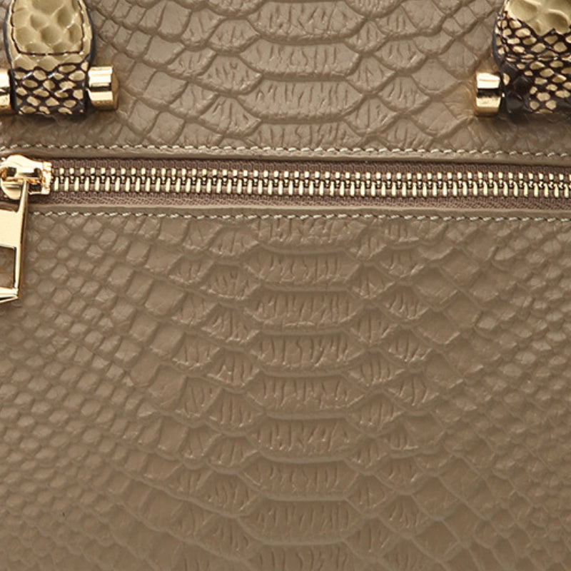 Luxurious Crocodile Pattern Genuine Leather Satchel Handbag - Removable Strap, Zipper Closure, Polyester Lining, Elegant Crossbody Bag for Women - Perfect for Occasions