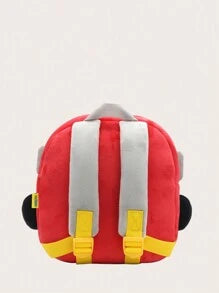 1pc Cartoon Fire Truck Plush Backpack, Medium Size For 2-4 Year Old Boys & Girls, Suitable For Daily Use