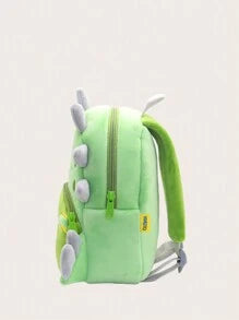 1pc Cartoon Big Mouth Green Dinosaur Plush Backpack For Kids, Suitable For Daily Use