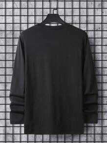 Manfinity Homme Men California Letter Graphic Casual Long Sleeve Tee, For Going Out, For Husband, Black Long Sleeve Tshirt, California Los Angeles Tshirt