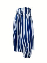 Chic Off Shoulder Striped Blouse - Fashionable Lantern Sleeves - Ultra-Comfortable Womens Casual Top