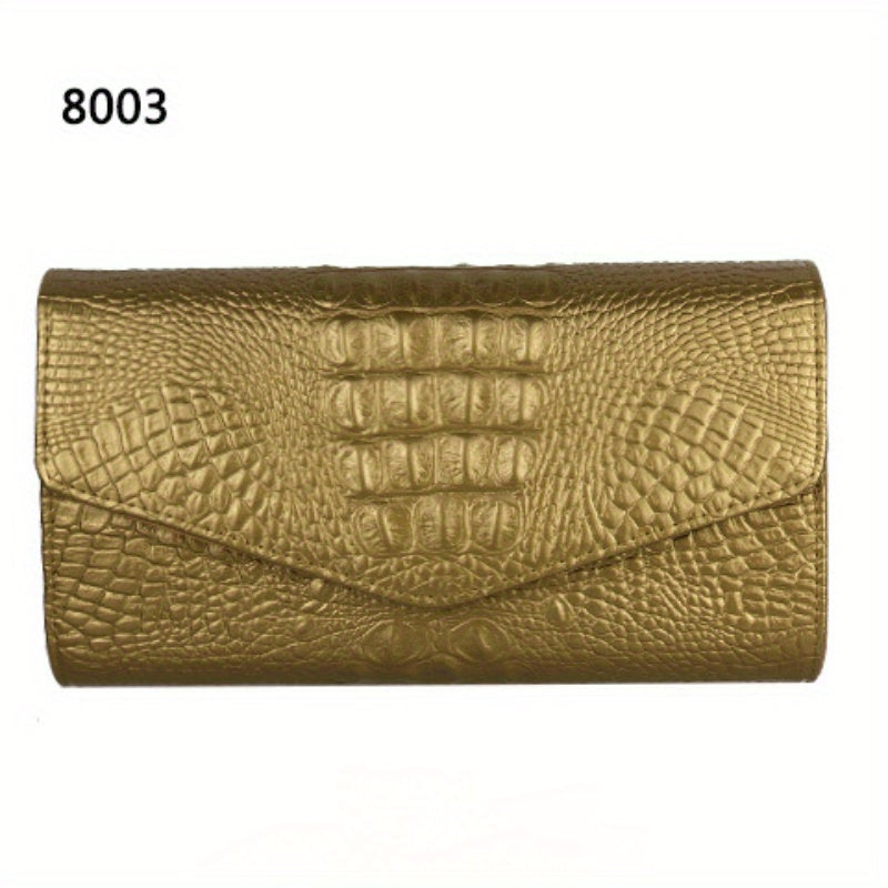Crocodile Embossed Clutch Bag, Fashionable Evening Party Purse for Carnival, Mardi Gras, Music Festival