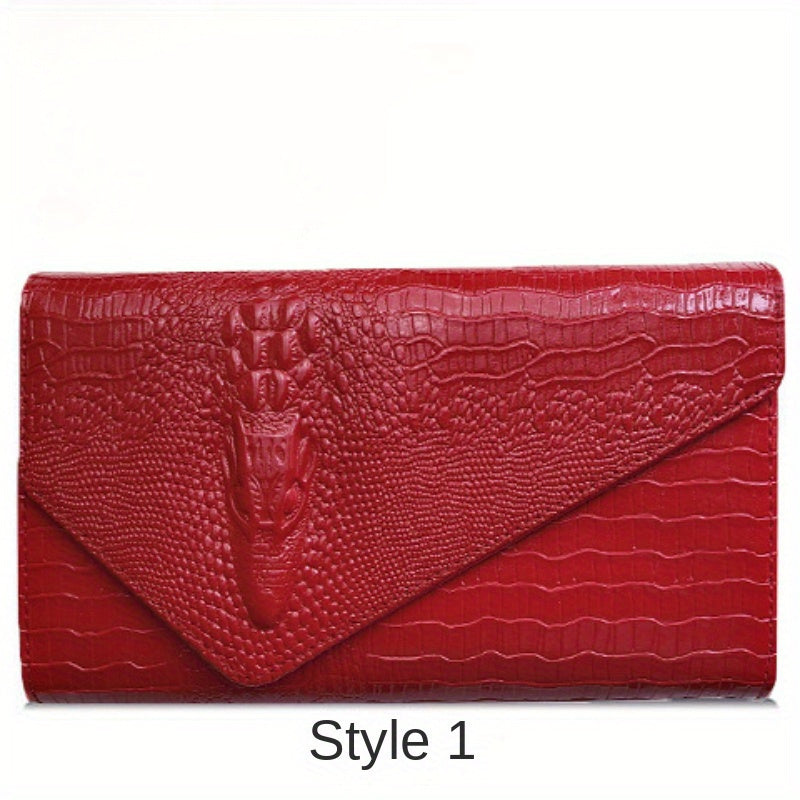 Crocodile Embossed Clutch Bag, Fashionable Evening Party Purse for Carnival, Mardi Gras, Music Festival