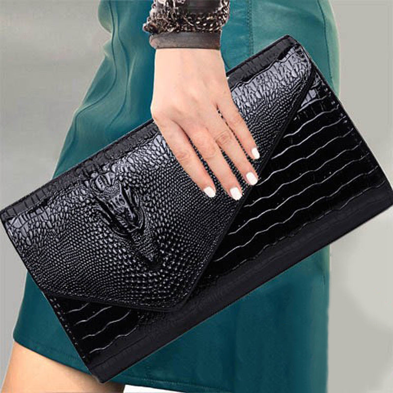 Crocodile Embossed Clutch Bag, Fashionable Evening Party Purse for Carnival, Mardi Gras, Music Festival