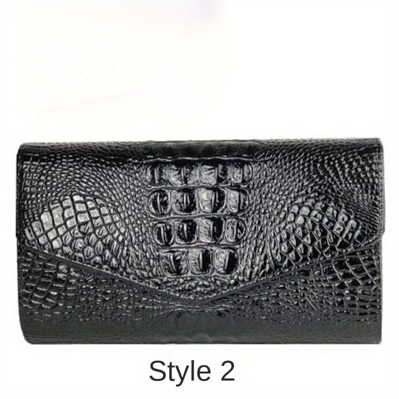 Crocodile Embossed Clutch Bag, Fashionable Evening Party Purse for Carnival, Mardi Gras, Music Festival
