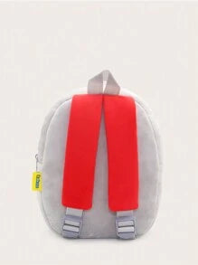 1pc Plush Cartoon Fire Truck Pattern Backpack, Suitable For 2-4 Years Old Boys & Girls, Daily Use