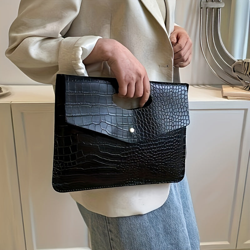 Fashion-Forward Crocodile Pattern Envelope Clutch Bag for Women - Chic, Durable & Multi-Functional, Wristlet & Coin Purse, Perfect Everyday Accessory