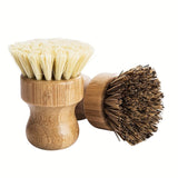 Sustainable Bamboo Dish Brush Set for Kitchen - Reusable, Hard Bristle Scrubbers for Cast Iron Pots & Pans, Natural Cleaning Essentials