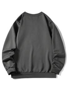 Men's Casual Solid Color Crew Neck Sweatshirt, Spring/Autumn