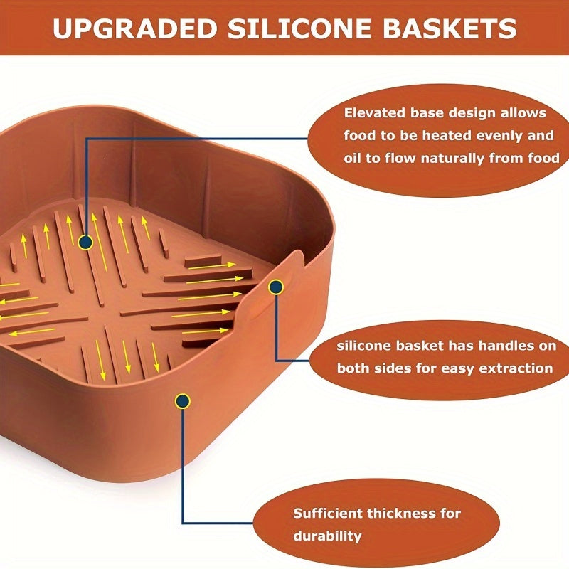 2pcs Silicone Air Fryer Liner 8.27 Inch, Suitable For 5.5 To 7 QT Reusable Air Fryer, Heat Resistant Easy Clean Air Fryer Silicone Pot, Suitable For Air Fryer Accessories