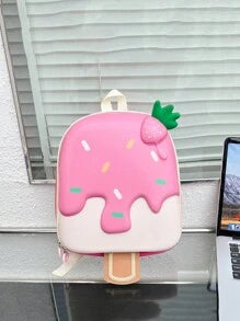 New Ins-Style Cute Cartoon Ice Cream Shaped Backpack, Strawberry Ice Cream Design