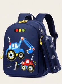 New Fashion Cartoon Printed Backpack With Mini Bag