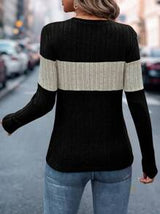 EMERY ROSE Women Black Long Sleeve T-Shirt Patchwork Thermal Lined Sweatshirt For Autumn Graphic Tees Women Tops For Spring Outfit