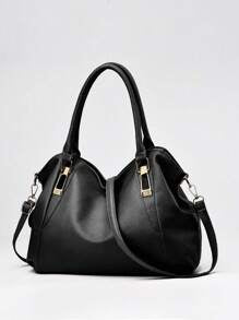 Solid Black Bag Large Capacity For Office Business And Work