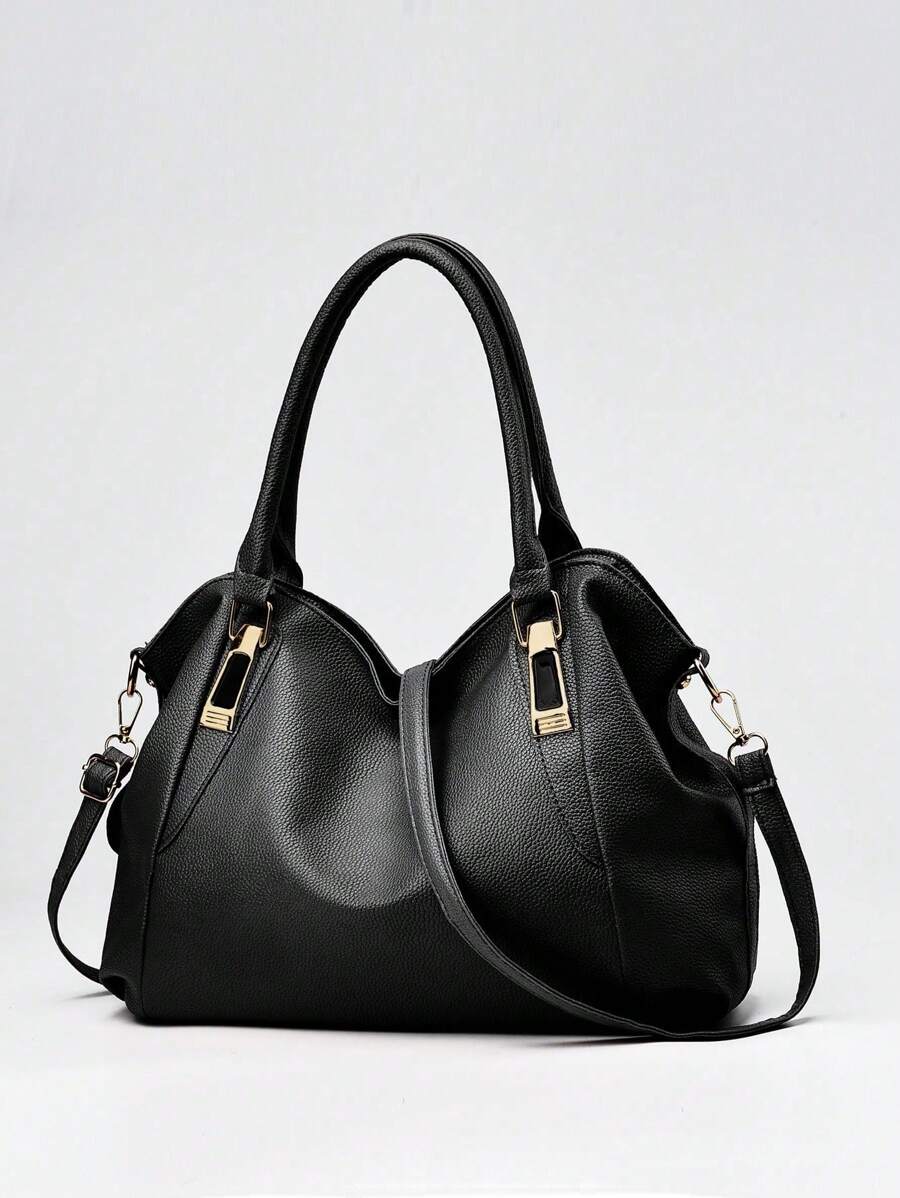 Solid Black Bag Large Capacity For Office Business And Work