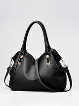 Solid Black Bag Large Capacity For Office Business And Work
