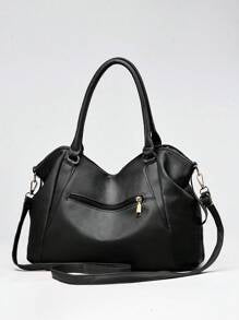 Solid Black Bag Large Capacity For Office Business And Work