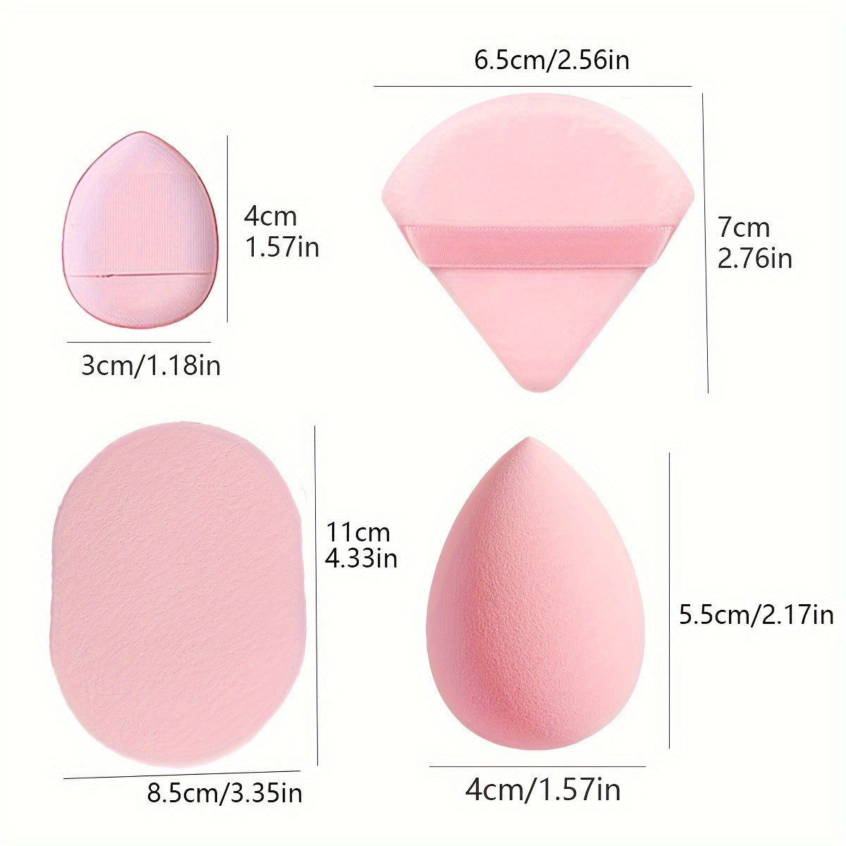 18/15pcs Pink Makeup Set: Soft Fiber Crystal Cotton Triangle Dry Powder Puffs, Beauty Blender Sponges, Washable Facial Makeup Tools Kit with Headband
