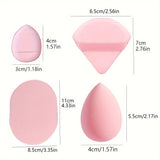18/15pcs Pink Makeup Set: Soft Fiber Crystal Cotton Triangle Dry Powder Puffs, Beauty Blender Sponges, Washable Facial Makeup Tools Kit with Headband
