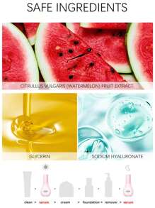 Watermelon Primer Cream, Niacinamide Dew Hydrating Serum with Hyaluronic Acid, with Vitamin E