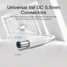 VENTION USB To Direct Current 5V Power Cable 5.5 * 2.1mm Barrel Jack With Adapter For HUB Splitter, LED Lights, Router, Mini Fan, Speaker