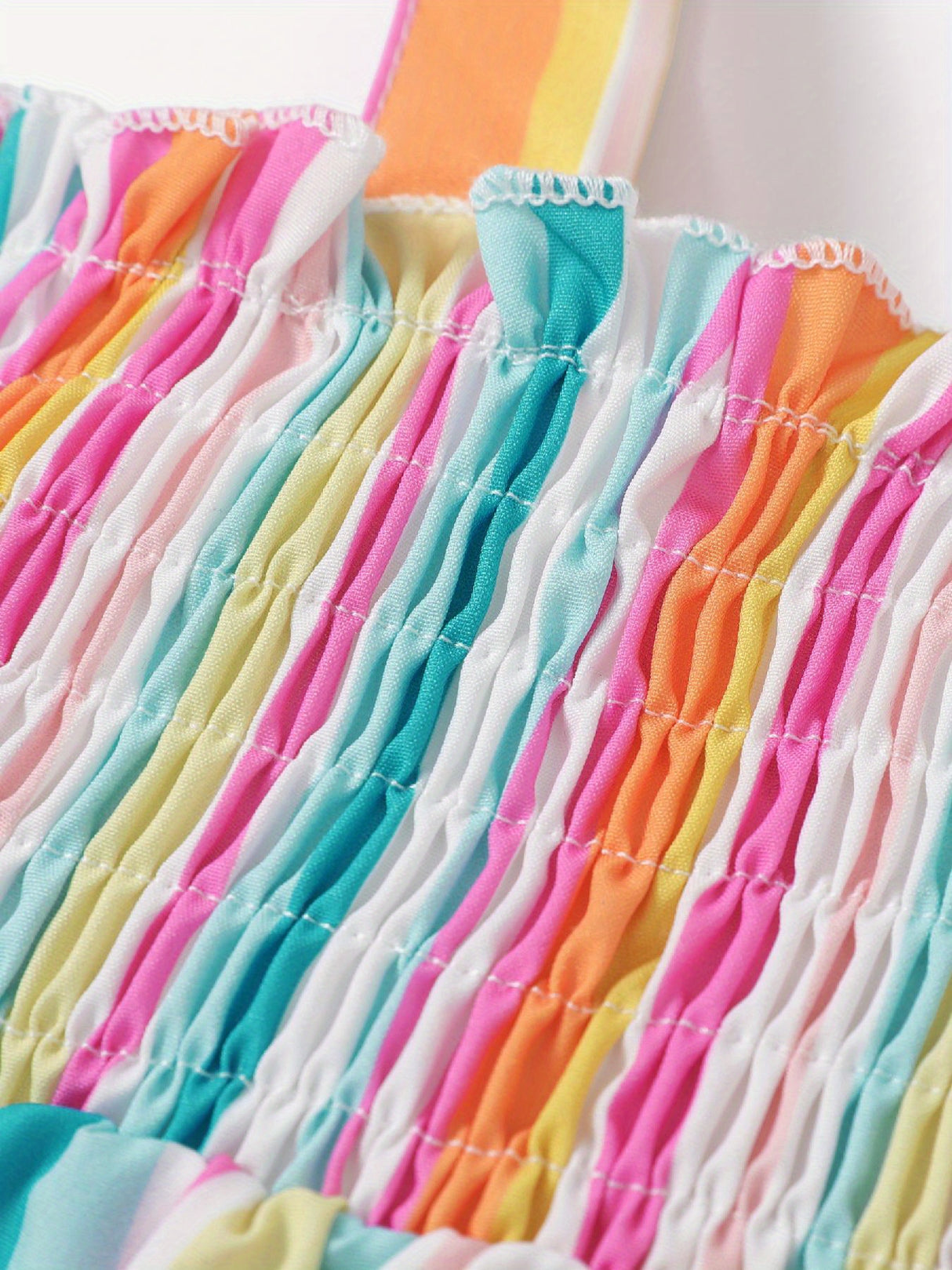 PatPat 2pc Baby Girl Sweet Colorful Stripe Print Cami Top And Shorts Set