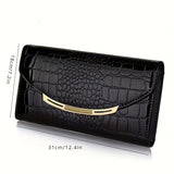 Crocodile Pattern Clutch Bag, Elegant Banquet Flap Handbag, Luxury Evening Purse For Women