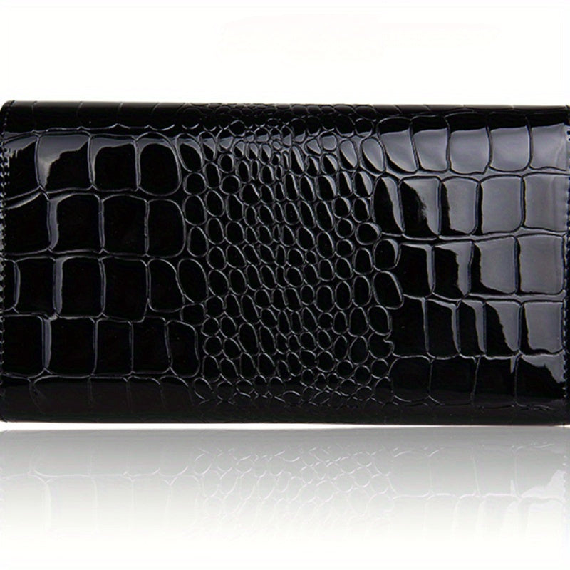 Crocodile Pattern Clutch Bag, Elegant Banquet Flap Handbag, Luxury Evening Purse For Women
