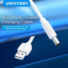 VENTION USB To Direct Current 5V Power Cable 5.5 * 2.1mm Barrel Jack With Adapter For HUB Splitter, LED Lights, Router, Mini Fan, Speaker