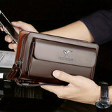 1pc Men's Business Clutch Bag, Double Zipper Long Wallet, Large Capacity Wallet