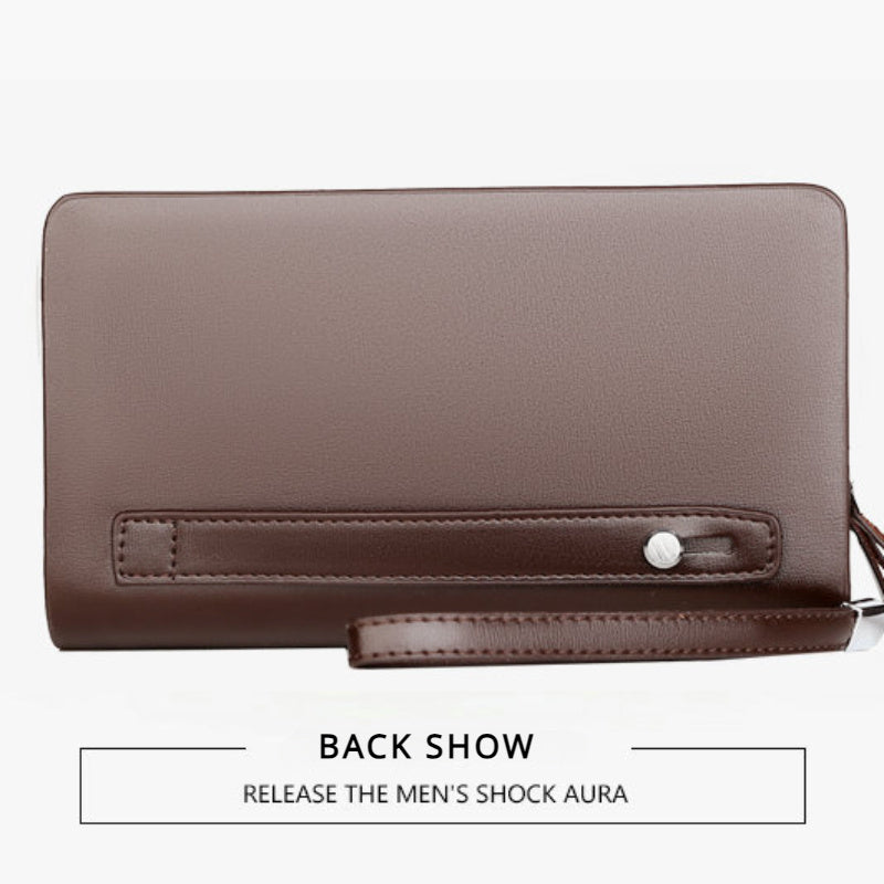 1pc Men's Business Clutch Bag, Double Zipper Long Wallet, Large Capacity Wallet