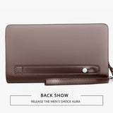 1pc Men's Business Clutch Bag, Double Zipper Long Wallet, Large Capacity Wallet