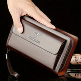 1pc Men's Business Clutch Bag, Double Zipper Long Wallet, Large Capacity Wallet