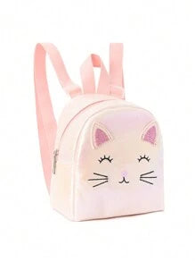 1pc Children Girl Mini Cute Cat Embroidered Backpack Classic Backpack Is Suitable For Little Girl Kindergarten Elementary School Students Daily Use Outdoor Travel Festival Gifts