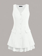 Women'S Sleeveless White Casual Blazer Dress
