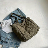 Quilted Puffer Tote Bag, Fashion Solid Color Minimalist Padded Crossbody Shoulder Bag for Women