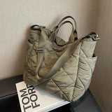 Quilted Puffer Tote Bag, Fashion Solid Color Minimalist Padded Crossbody Shoulder Bag for Women