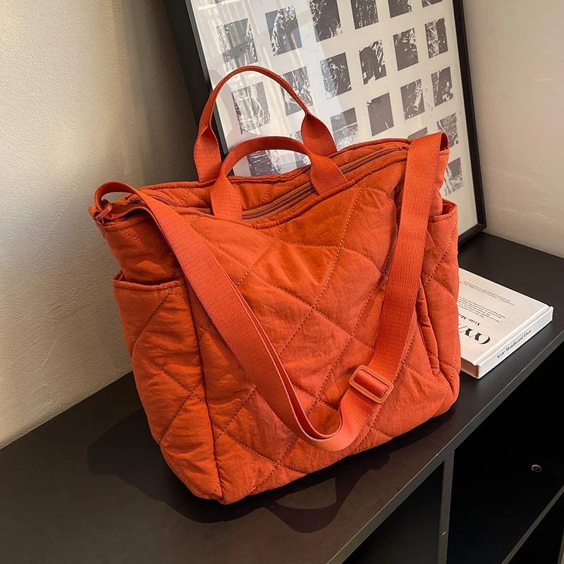 Quilted Puffer Tote Bag, Fashion Solid Color Minimalist Padded Crossbody Shoulder Bag for Women
