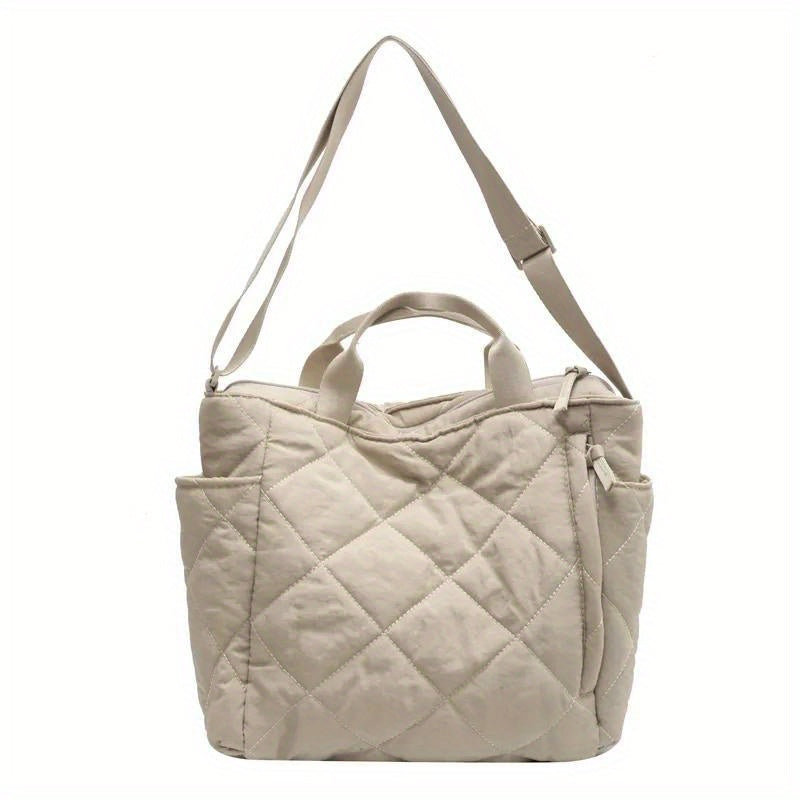 Quilted Puffer Tote Bag, Fashion Solid Color Minimalist Padded Crossbody Shoulder Bag for Women