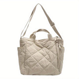 Quilted Puffer Tote Bag, Fashion Solid Color Minimalist Padded Crossbody Shoulder Bag for Women