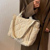 Quilted Puffer Tote Bag, Fashion Solid Color Minimalist Padded Crossbody Shoulder Bag for Women
