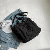 Quilted Puffer Tote Bag, Fashion Solid Color Minimalist Padded Crossbody Shoulder Bag for Women