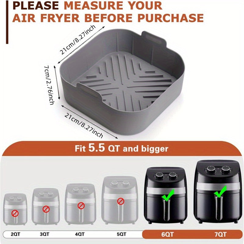 2pcs 8.27 Inches Reusable Air Fryer Liner - Heat Resistant, Easy Clean, Suitable for 5.5 to 7 QT Air Fryer, Air Fryer Accessories, Silicone Pot