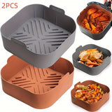 2pcs 8.27 Inches Reusable Air Fryer Liner - Heat Resistant, Easy Clean, Suitable for 5.5 to 7 QT Air Fryer, Air Fryer Accessories, Silicone Pot
