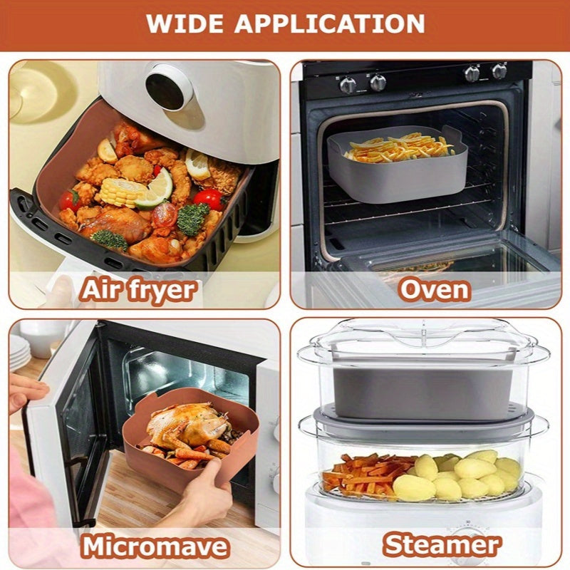 2pcs 8.27 Inches Reusable Air Fryer Liner - Heat Resistant, Easy Clean, Suitable for 5.5 to 7 QT Air Fryer, Air Fryer Accessories, Silicone Pot