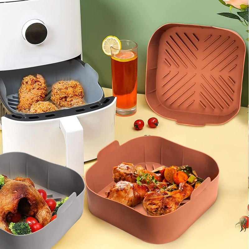 2pcs 8.27 Inches Reusable Air Fryer Liner - Heat Resistant, Easy Clean, Suitable for 5.5 to 7 QT Air Fryer, Air Fryer Accessories, Silicone Pot