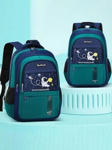 Cartoon Astronaut Style Waterproof Backpack, School Bag For Boys Aged 7-14, Primary School Students, Large Capacity, Perfect Gift
