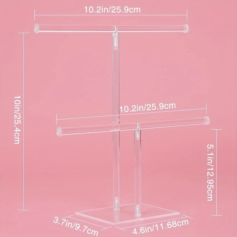 1pc Clear Acrylic 2-Tier Jewelry Display Tower - Versatile Organizer for Rings, Earrings, Watches, and Necklaces - Space-Saving Hanging Storage with Sturdy Design and Easy Visibility