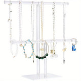 1pc Clear Acrylic 2-Tier Jewelry Display Tower - Versatile Organizer for Rings, Earrings, Watches, and Necklaces - Space-Saving Hanging Storage with Sturdy Design and Easy Visibility